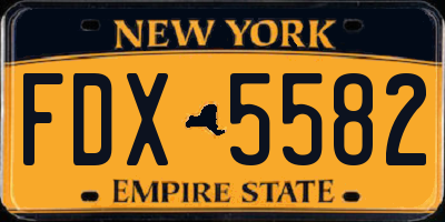 NY license plate FDX5582
