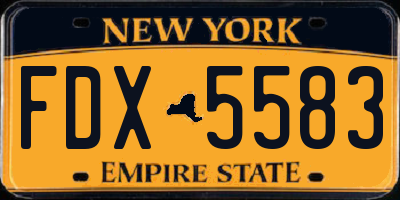 NY license plate FDX5583