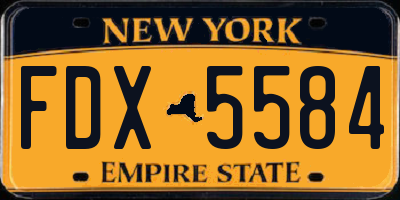 NY license plate FDX5584