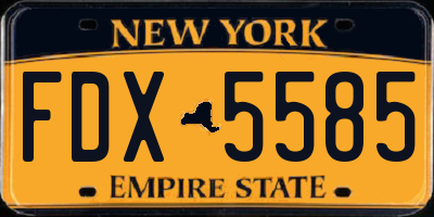 NY license plate FDX5585
