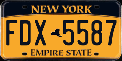 NY license plate FDX5587