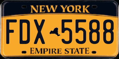 NY license plate FDX5588