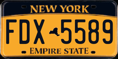 NY license plate FDX5589