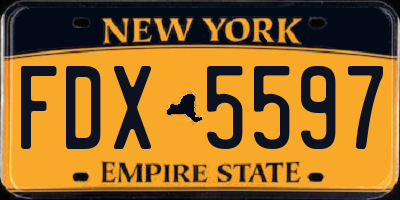 NY license plate FDX5597