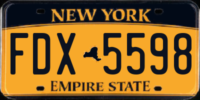 NY license plate FDX5598