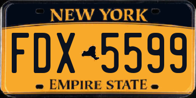 NY license plate FDX5599