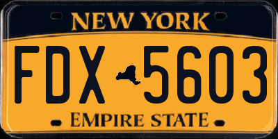 NY license plate FDX5603