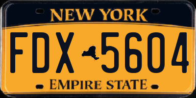 NY license plate FDX5604