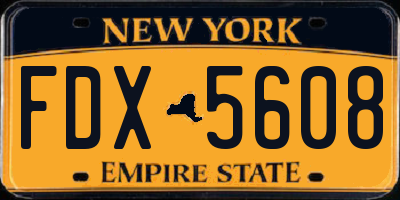 NY license plate FDX5608
