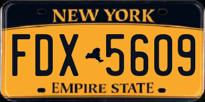 NY license plate FDX5609