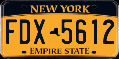 NY license plate FDX5612