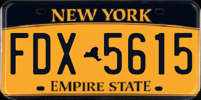 NY license plate FDX5615