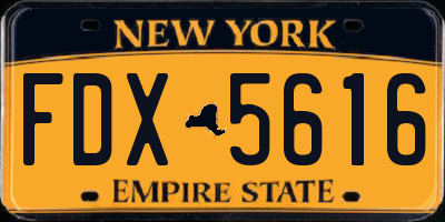 NY license plate FDX5616