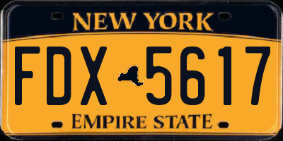 NY license plate FDX5617