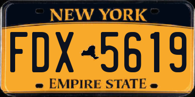NY license plate FDX5619