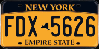 NY license plate FDX5626