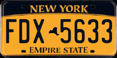 NY license plate FDX5633