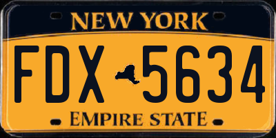 NY license plate FDX5634