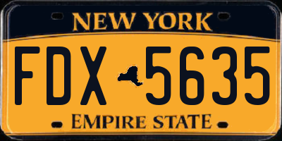 NY license plate FDX5635