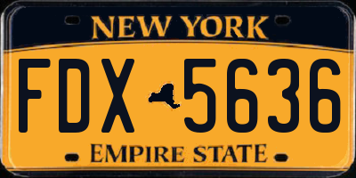 NY license plate FDX5636
