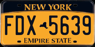 NY license plate FDX5639