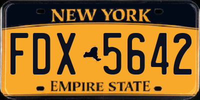 NY license plate FDX5642