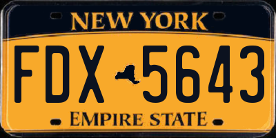 NY license plate FDX5643