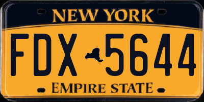 NY license plate FDX5644