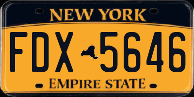 NY license plate FDX5646