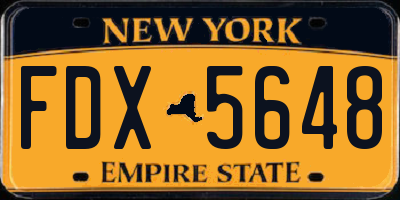 NY license plate FDX5648
