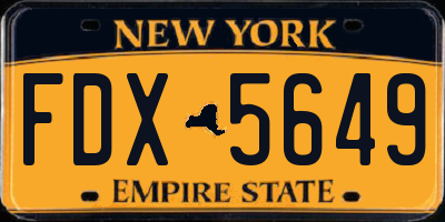 NY license plate FDX5649