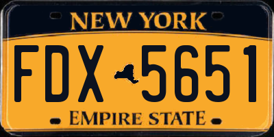 NY license plate FDX5651