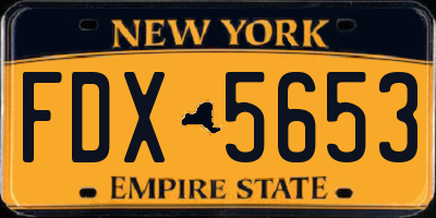 NY license plate FDX5653