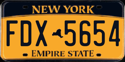 NY license plate FDX5654