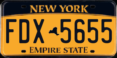 NY license plate FDX5655