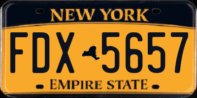 NY license plate FDX5657