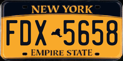 NY license plate FDX5658