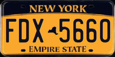NY license plate FDX5660