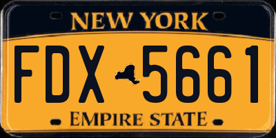 NY license plate FDX5661