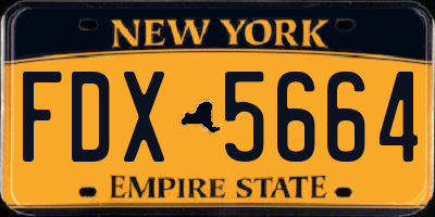 NY license plate FDX5664