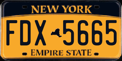NY license plate FDX5665