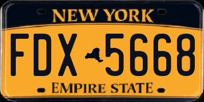 NY license plate FDX5668