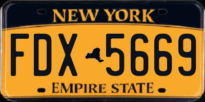 NY license plate FDX5669