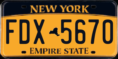 NY license plate FDX5670