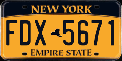 NY license plate FDX5671