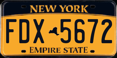 NY license plate FDX5672