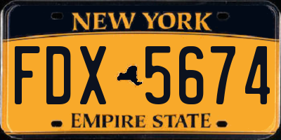 NY license plate FDX5674