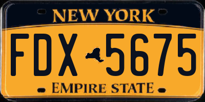 NY license plate FDX5675