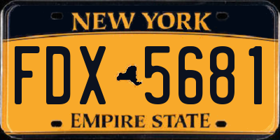 NY license plate FDX5681