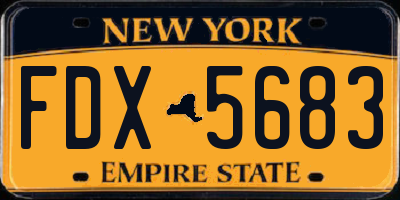 NY license plate FDX5683